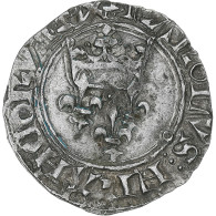 France, Charles VI, Florette, 1417-1422, Angers, Billon, TTB, Duplessy:387 - 1380-1422 Charles VI Le Fol