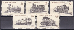 Türkei 1988 - Mi.Nr. 2814 - 2818 - Postfrisch MNH - Eisenbahn Railways Lokomotiven Locomotives - Treinen