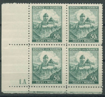 Böhmen & Mähren 1939 Eckrand-4er-Block 50er-Bogen 26 Pl.-Nr. 1A Postfrisch - Unused Stamps