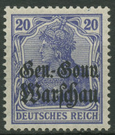 Deutsche Post In Polen 1916/17 Germania Mit Aufdruck 13 D Mit Falz Geprüft - Bezetting 1914-18