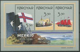 Färöer 1990 50 Jahre Flagge Der Färöer-Inseln Block 4 Postfrisch (C17503) - Islas Faeroes