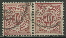 Württemberg 1875 Weiße Ziffern Im Kreis Waagerechtes Paar 46 B Gestempelt - Used