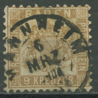 Baden 1862/66 9 Kreuzer Fahlbraun 20 Ba Gestempelt, Kl. Fehler - Usados