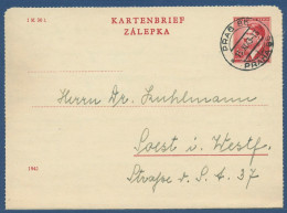 Böhmen Und Mähren 1942 Kartenbrief K 4 II A Gebraucht (X40612) - Lettres & Documents