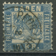 Baden 1868 7 Kreuzer Lebhaftblau 25 A Gestempelt, Zahnfehler - Afgestempeld