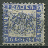 Baden 1862/66 6 Kreuzer Ultramarin 19 A Gestempelt - Afgestempeld