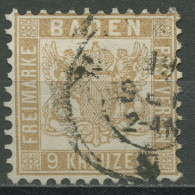 Baden 1862/66 9 Kreuzer Fahlbraun 20 Ba Gestempelt - Gebraucht