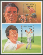 Tansania 1989 Sportler Boxen Golf Block 90/91 Postfrisch (C40675) - Tansania (1964-...)