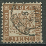 Baden 1862/66 9 Kreuzer Lebhaftrötlichbraun 20 A Gestempelt - Gebraucht
