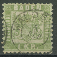 Baden 1868 1 Kreuzer Lebhaftgrün 23 Gestempelt - Usati