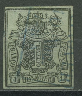Hannover 1851 Wertschild Unter Wappen 2 B Gestempelt, Dünne Stelle - Hannover