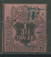 Hannover 1851 Wertschild Unter Wappen 1/30 Th, 3 B Gestempelt, Angeschnitten - Hanovre