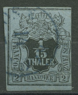 Hannover 1851 Wertschild Unter Wappen 1/15 Th, 4 Gestempelt, Angeschnitten - Hanover