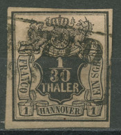 Hannover 1851 Wertschild Unter Wappen 1/30 Th, 3 A Gestempelt - Hanover