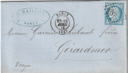 Lettre De Nancy à Gérardmer LAC - 1849-1876: Classic Period