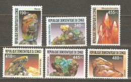 Congo: Full Set Of 6 Mint Stamps, Minerals, 2002, Mi#1713-8, MNH - Ongebruikt
