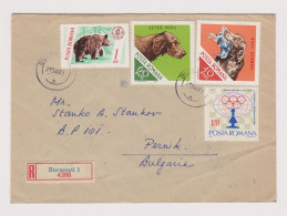 Romania Rumänien 1960s Registered Cover With Topic Stamps Bear, Hunting Dogs, Dog, Chess, Sent To Bulgaria (933) - Brieven En Documenten