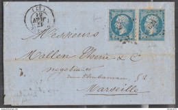 AVEC GARANTIE CERES PIECE D'EXPO GRANDE RARETE N°14A Et 14B De La Même Feuille Ensemble Sur Lettre TBE/Luxe - 1853-1860 Napoléon III.