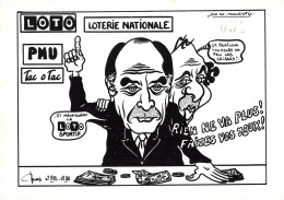 Politique Caricature Mitterrand Fabius Loterie Nationale Loto PMU Renfloue Les Caisses Illustration Lardie Illustrateur - Satirical
