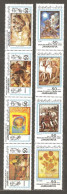 Libya: Full Set Of 8 Mint Stamps In Strips, Paintings, 1983, Mi#1154-61, MNH - Libye