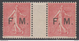 1er SERVI GRAND LUXE PAIRE INTERPANNEAUX N°4  RRR 1 CENTRAGE PARFAIT Neuf** Cote>295€ - Military Postage Stamps