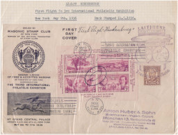 LZ 129 Hindenburg Zeppelin Special Flight Cover Issued By Masonic Club Grand Lodge Of Free & Accepted Masons 1936 USA - Zeppelins