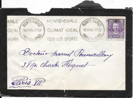 PRINCIPAUTÉ De MONACO 1934 Sur Lettre - Storia Postale