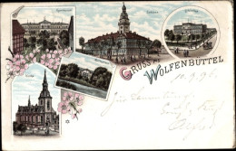 Lithographie Wolfenbüttel In Niedersachsen, Kaffeehaus, Schloss, Bibliothek, Gymnasium, Kirche - Andere & Zonder Classificatie