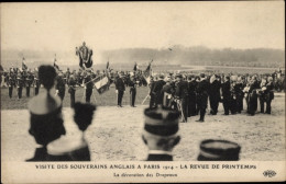 CPA Paris, Frühlings-Revue 1914, Präsident Poincaré, Englisches Königspaar, Flaggen - Sonstige & Ohne Zuordnung