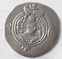 SASANIAN KINGS. Khosrau II. 591-628 AD. AR Silver Drachm Year 6 Mint MY - Orientalische Münzen