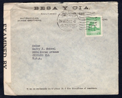 CHILE 1942 Censored Airmail Cover To USA. Dodge Car Dealers (p488) - Chile