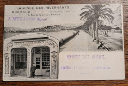 CPA (06) Rare, Agence Des Hivernants Brémond à Cannes, Publicité, Tampon J. Muraour Successeur Beau Plan Animé Devanture - Cannes