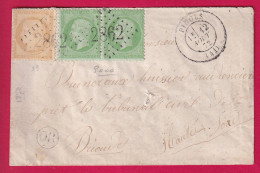 N°35 PAIRE + 59 GC 2862 PINOLS HAUTE LOIRE 12 AOUT 1872 POUR BRIOUDE LETTRE - 1849-1876: Période Classique