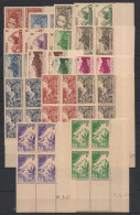 MARTINIQUE - 1947 - N°YT. 226 à 242 - Série En Blocs De 4 Coin Daté - Neuf Luxe** / MNH - Unused Stamps
