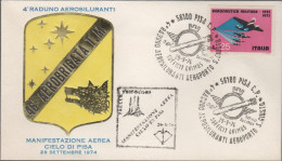 ITALIA - ITALIE - ITALY - 1974 - 25 50º Anniversario Dell'aeronautica Militare + Annullo Frecce Tricolori + 4° Raduno Ae - Militares