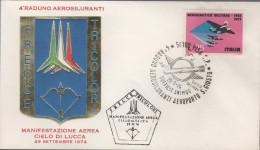 ITALIA - ITALIE - ITALY - 1974 - 25 50º Anniversario Dell'aeronautica Militare + Annullo Frecce Tricolori Cielo Di Lucca - Militaria