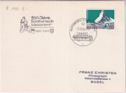 Zumst. 433 / Mi. 820 Karte Mit Automabilpost Sonderstempel A1032 - 500 Jahre Solothurnisch Wasseramt 1466-1966 - Postmark Collection