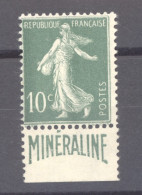 France  :  Yv  188  *   Minéraline - 1906-38 Semeuse Con Cameo