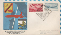 ITALIA - ITALIE - ITALY - 1974 - 25 15ª Giornata Del Francobollo + 10 Posta Aerea + Annullo 4° Raduno Aerosiluranti, Bat - Militaria