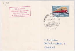 Zumst. 385 / Mi. 747 Karte Mit Automabilpost Sonderstempel A903 - 39. Luzerner Kantonal Gesangsfest 1962 In Beromünster - Marcofilia