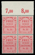 D-REICH DIENST Nr 4 Postfrisch VIERERBLOCK ORA X86F39A - Dienstmarken