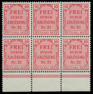 D-REICH DIENST Nr 4 Postfrisch 6er-BLOCK URA X86F3BA - Dienstzegels