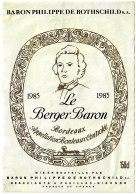 Etiquette VIN 1985 - Magnum 150 Cl - Baron Philippe De ROTHSCHILD Bordeaux "Le Berger Baron" Pauillac /GP81 - Bordeaux