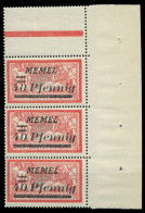 MEMEL 1922 Nr 60 Postfrisch 3ER STR ECKE-ORE X8878B2 - Memel (Klaipeda) 1923