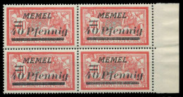 MEMEL 1922 Nr 60 Postfrisch VIERERBLOCK SRA X88793A - Memelland 1923