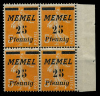 MEMEL 1922 Nr 58 Postfrisch VIERERBLOCK SRA X88798E - Memel (Klaïpeda) 1923