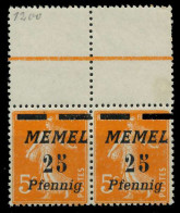 MEMEL 1922 Nr 58 Postfrisch WAAGR PAAR ORA X8879B6 - Memelgebiet 1923