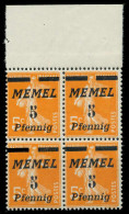 MEMEL 1922 Nr 52 Postfrisch VIERERBLOCK ORA X8879F2 - Klaipeda 1923