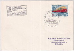 Zumst. 385 / Mi. 747 Karte Mit Automabilpost Sonderstempel A925 - Zürcher Sechseläuten 1963 - Postmark Collection