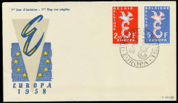 BELGIEN 1958 Nr 1117-1118 BRIEF FDC X0894A6 - Briefe U. Dokumente